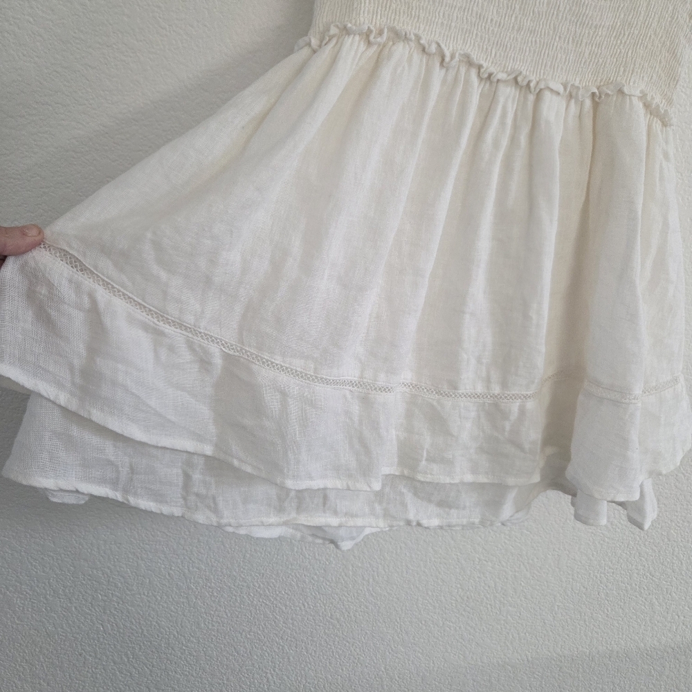 Rails Angelina White Lace Detail Dress Linen Rayon Womens Size Medium - Picture 5 of 12